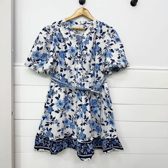 Joie Dresses & Skirts - Women’s Joie Blue Floral Puff Sleeve Belated Sundress Size 14